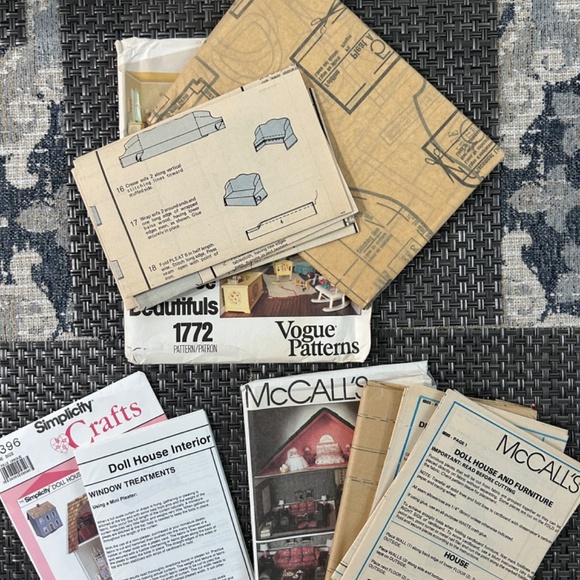 THREE Vintage Dollhouse Decor & Furniture Patterns VOGUE McCalls Simplicity NOS! - Picture 2 of 8
